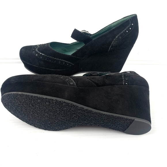COULEUR POURPRE Suede Mary Jane Wedges - Picture 3 of 8
